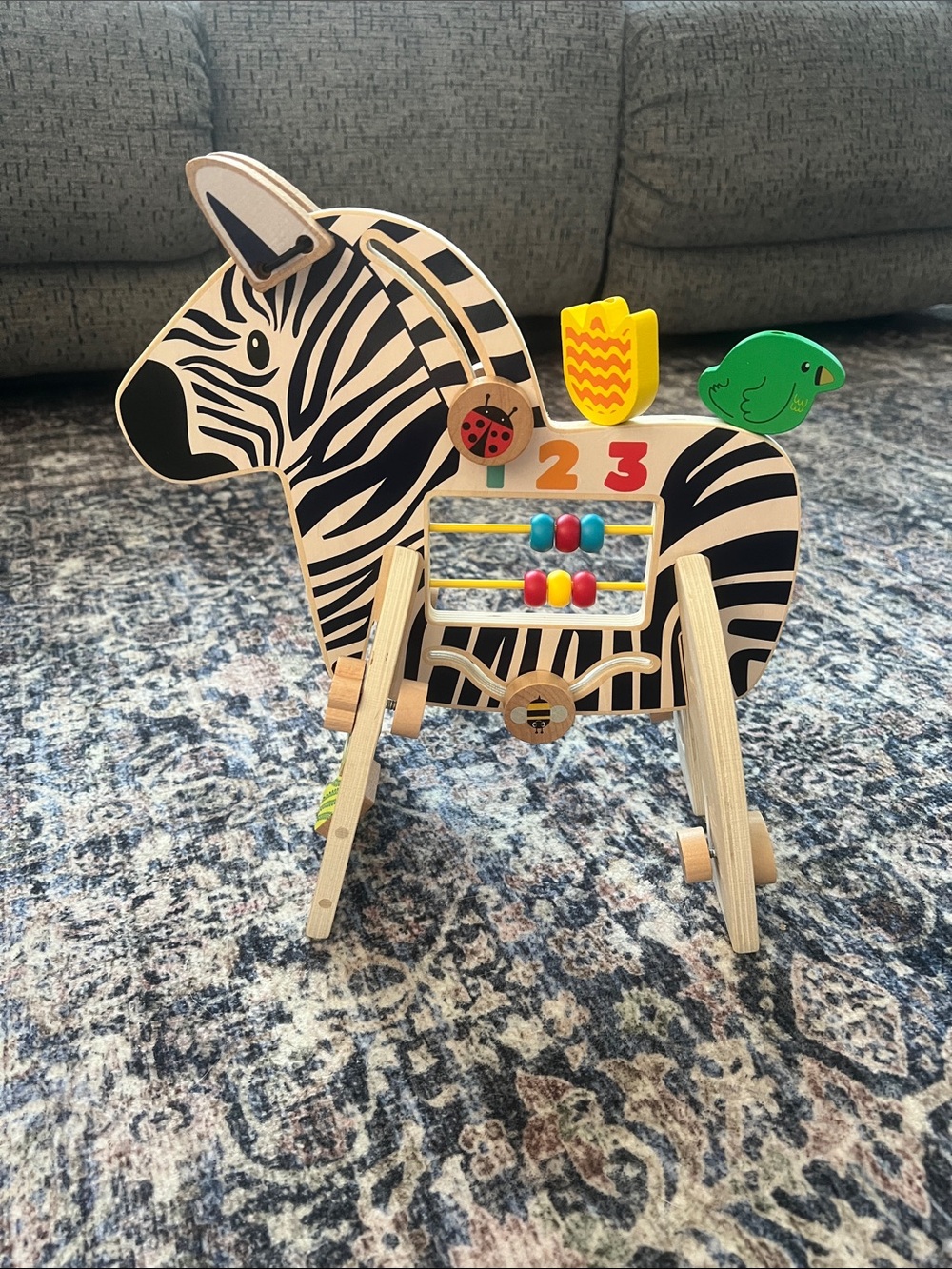 Wooden Zebra Activity Toy - Black & White